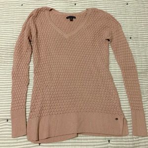 🌼 Pink AEO Waffle Knit V Neck Sweater
